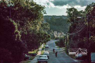 Photograph, Fred Mitchell, Looking west along Henry Street just west of Bible Street, Eltham, 1983