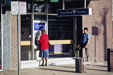 Photograph, Fred Mitchell, State Bank of Victoria, corner of Pryor Street and Main Road, Eltham, 1992