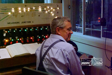 Photograph, The Signal Box during a special night run event, Diamond Valley Railway, 11 March 2007, 12/03/2006