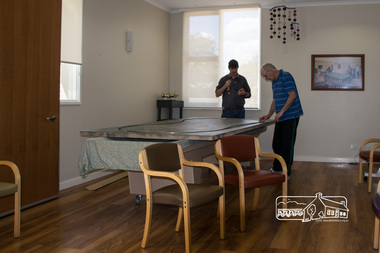 Photograph, Fred Mitchell, Eltham Train Club setting up at Liscombe House, St Helena, 2 December 2016, 02/12/2016