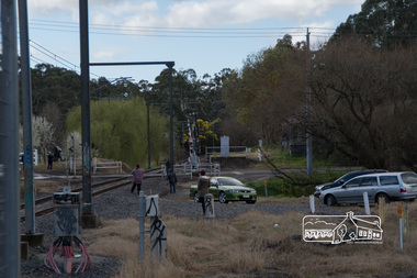 Photograph, Fred Mitchell, Gunzels at the Wilson Road crossing at Wattle Glen during the Hurstbridge Wattle Festival, 27 August 2017, 27/08/2017