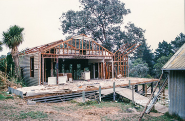 Photograph, Greg Marginson, Original hall of the Eltham Little Theatre under demolition, 1603 Main Road, Research, April 1987, 1987