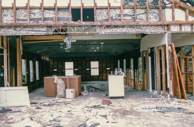 Photograph, Greg Marginson, Original hall of the Eltham Little Theatre under demolition, 1603 Main Road, Research, April 1987, 1987