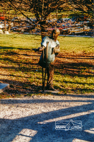 Photograph, Alan Marshall sculpture outside Eltham Library, c.1995, 1995c