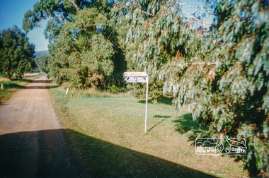 Photograph, Sign to Hume and Hovell Cricket Ground, at Allandale Road, Strath Creek, Autumn Excursion, Hume and Hovell's 1824 expedition, 26 May 1996, 26/05/1996