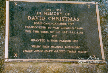 Photograph, David Christmas Memorial Plaque, Heritage Excursion, 22 October 1996, 22/10/1996