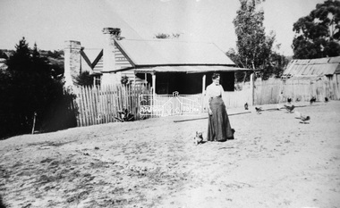 Negative - Photograph, Mary Jane Smart (nee Bailey) ouside the Smart family home in Bridge Street, Eltham, c.1915