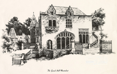 Card, The Grand Hall Montsalvat by Bill Caldwell (1983), 1983