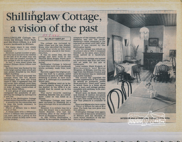 Newsclipping, Shillinglaw Cottage, a vision of the past by Linley Hartley, 27 September 1988, 27/09/1988