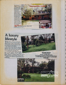 Newsclipping, Duranillin Lodge, 104 Lavender Park Road, and 6 Corrong Court, Eltham South