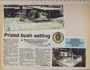 Newsclipping, 25 Antoinette Boulevard, Eltham South