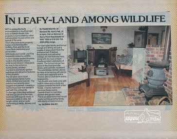 Newsclipping, 34 Banoon Road, Eltham South