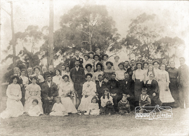 Photograph, Wedding of Sarah Ann Bird (b.1881) to Edward Ernest Pepper (b.1874) held at the Bird family home of "View Hill', Eltham, 1904, 1904
