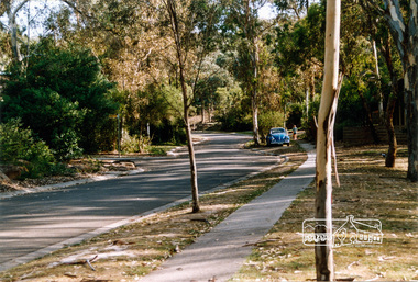 Photograph, Looking southwest along Dunstan Drive, Hurstbridge, c.1992, 1992c