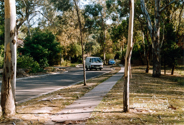 Photograph, Looking southwest along Dunstan Drive, Hurstbridge, c.1992, 1992c