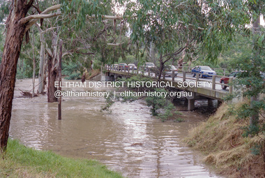 Negative - Photograph, Diamond Creek floodwaters near Main Road Bridge, Eltham, Feb. 2005