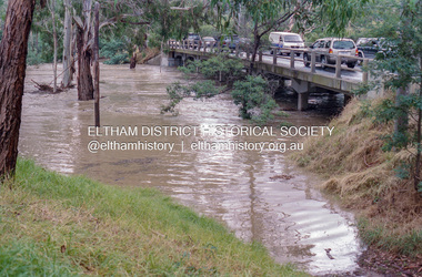 Negative - Photograph, Diamond Creek floodwaters near Main Road Bridge, Eltham, Feb. 2005