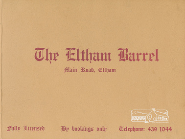 Photograph Souvenir, Souvenir Photo Cover, The Eltham Barrel, Main Road, Eltham