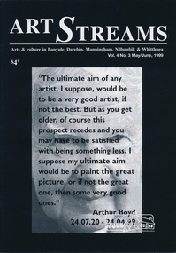 Journal, Peter Doughtery, ArtStreams: Arts & Culture in Banyule, Darebin, Manningham, Nillumbik & Whittlesea; Vol. 4, No. 3, May-Jun 1999, 1999