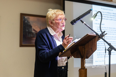 Photograph, Peter Pidgeon, Catherine Kingsbury who originally set up Food Share which continues to run out of the Maternal and Infant Welfare Centre; Eltham Community Town Hall Meeting, Eltham Senior Citizen's Centre, 13 October 2018, 13 Oct 2018