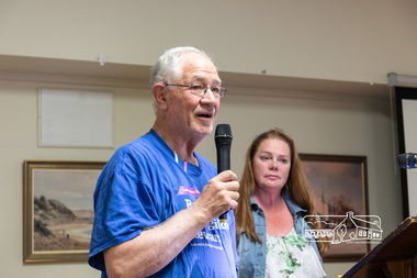 Photograph, Peter Pidgeon, Carl Reid, Eltham community member since 1976; Eltham Community Town Hall Meeting, Eltham Senior Citizen's Centre, 13 October 2018, 13 Oct 2018