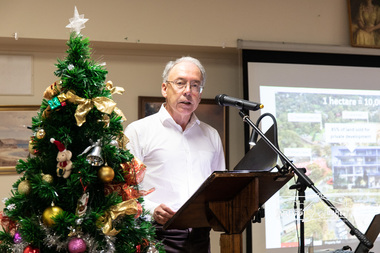 Photograph, Peter Pidgeon, Andrew Lemon, historian and local Eltham resident; Eltham Community Town Hall Meeting, Eltham Senior Citizen's Centre, 9 December 2018, 9 Dec 2018