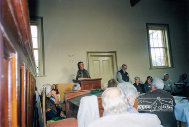 Photograph, Sue Law addresses members celebrating the 40th Anniversary of Eltham District Historical Society at Eltham Courthouse, 730 Main Road, Eltham, 14 July 2007, 14 Jul 2007