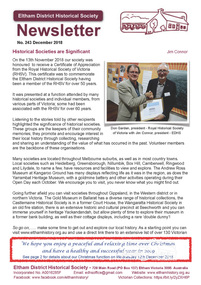 Newsletter, Eltham District Historical Society, Newsletter, No. 243 December 2018