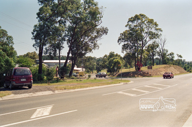 Photograph, Looking north across Main Road, research toward the Eltham Little Theatre, c.1992, 1992c