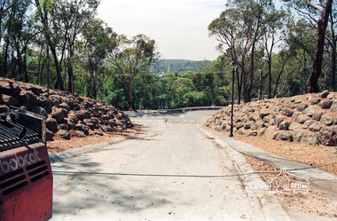 Photograph, Looking east along Nerreman Gateway towards intersection with Ryans Road, Eltham, c.1992, 1992c