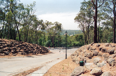 Photograph, Looking east along Nerreman Gateway towards intersection with Ryans Road, Eltham, c.1992, 1992c