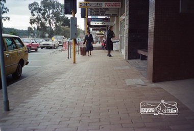 Photograph, Footpath upgrade outside Midway Arcade, Main Road shops near Pryor Street, Eltham, c.1986, 1986c
