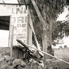 Photograph, Subsidence to carport as a result of water damage, possibly near Mountainview Road, Briar Hill, c.1965, 1965c