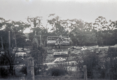 Slide - Photograph, Grace Mitchell, Ashtons Circus set up in Bremner's Reserve, Main Road, Eltham, c.1955