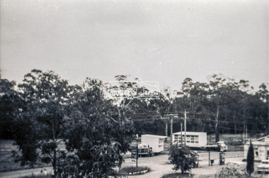 Slide - Photograph, Grace Mitchell, Portable buildings on trucks possibly for installation at the Golden Fleece Service Station, corner of Main Road and Mount Pleasant Road, Eltham, c.1961