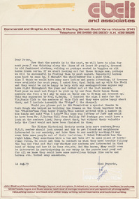 Letter, Letter from Joh Ebeli to Peter Bassett-Smith regarding 1979 Eltham festival and planning for 1980, 14 August 1979, 1979