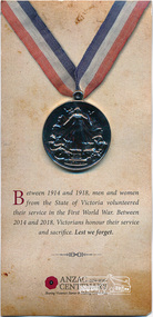 Medal, 1919 Children's Peace Medal (silver replica medallion attached to card), 2014