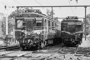 Photograph, George Coop, Two Harris (Blue) trains at Eltham Station, March 1980, 1980