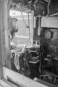 Photograph, George Coop, Interior of the driver's cabin of a Tait (Red Rattler) train, 6 December 1980, 1980