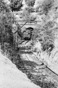 Photograph, George Coop, A Tait (Red Rattler) train exits the Heidelberg Tunnel bound for Hurstbridge, c.1980, 1980
