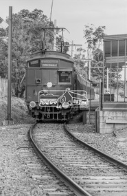 Photograph, George Coop, Tait train (Red Rattler) arrives at Eltham Railway Station from Hurstbridge, c.1981, 1981