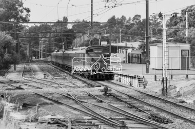Photograph, George Coop, A (Red Rattler) Tait train for Princes Bridge and a Single Motor Carriage Tait train at Eltham Railway Station, 7-8 February 1981, 1981