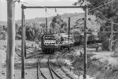 Photograph, George Coop, A Tait (Red Rattler) train arriving at Eltham Railway Station from Princes Bridge, 7-8 February 1981, 1981