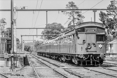Photograph, George Coop, A Tait (Red Rattler) train in a siding at Eltham Railway Station, 7-8 February 1981, 1981