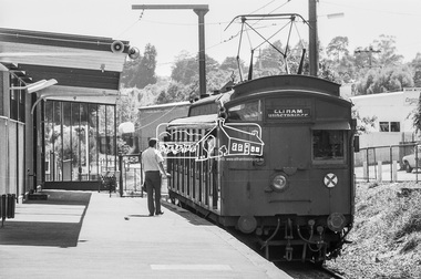 Photograph, George Coop, Single Motor Carriage (Red Rattler) Tait train at Eltham Railway Station, 7-8 February 1981, 1981