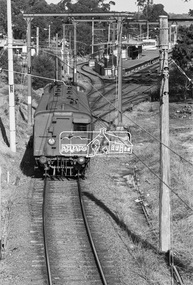Photograph, George Coop, Single Motor Carriage (Red Rattler) Tait train departs Eltham Railway Station for Hurstbridge, c.Otober 1982, 1982