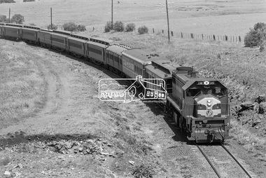 Photograph, The Train of Knowledge, hauled by an X-class diesel locomotive, X48, near Ballan, c.October 1982, 1982