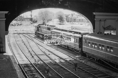 Photograph, George Coop, The Train of Knowledge, hauled by an X-class diesel locomotive, X48, Ballarat Railway Station, c.October 1982, 1982