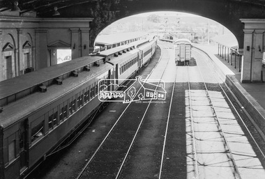 Photograph, George Coop, The Train of Knowledge, hauled by an X-class diesel locomotive, X48, Ballarat Railway Station, c.October 1982, 1982