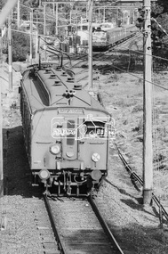 Photograph, George Coop, Tait Single Motor Carriage 473M (Red Rattler) train departs Eltham for Hurstbridge, 17 July 1983, 1983